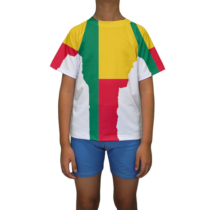 Benin Africa Borders Country Flag Kids  Short Sleeve Swimwear