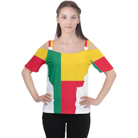 Benin Africa Borders Country Flag Cutout Shoulder Tee by Sapixe