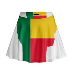 Benin Africa Borders Country Flag Mini Flare Skirt by Sapixe