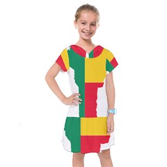 Benin Africa Borders Country Flag Kids  Drop Waist Dress by Sapixe