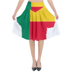 Benin Africa Borders Country Flag Flared Midi Skirt