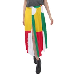 Benin Africa Borders Country Flag Velour Split Maxi Skirt by Sapixe