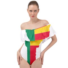 Benin Africa Borders Country Flag Off Shoulder Velour Bodysuit 