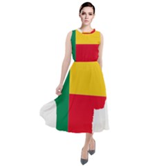 Benin Africa Borders Country Flag Round Neck Boho Dress by Sapixe