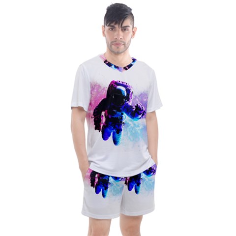 Astronaunt Space Nebula Boxed 2l Men s Mesh Tee And Shorts Set by ratherkool