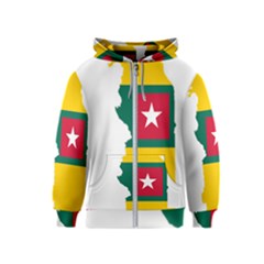 Togo Flag Map Geography Outline Kids  Zipper Hoodie by Sapixe