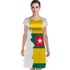 Togo Flag Map Geography Outline Cap Sleeve Nightdress by Sapixe