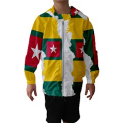 Togo Flag Map Geography Outline Kids  Hooded Windbreaker by Sapixe