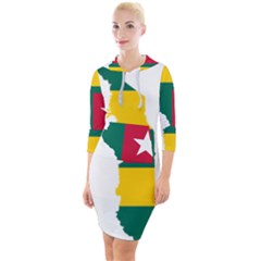 Togo Flag Map Geography Outline Quarter Sleeve Hood Bodycon Dress by Sapixe