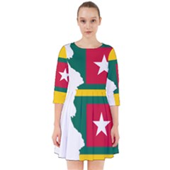 Togo Flag Map Geography Outline Smock Dress by Sapixe