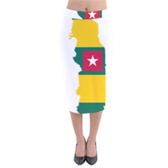 Togo Flag Map Geography Outline Velvet Midi Pencil Skirt by Sapixe