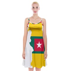 Togo Flag Map Geography Outline Spaghetti Strap Velvet Dress by Sapixe