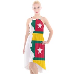 Togo Flag Map Geography Outline High-low Halter Chiffon Dress  by Sapixe