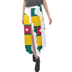 Togo Flag Map Geography Outline Velour Split Maxi Skirt