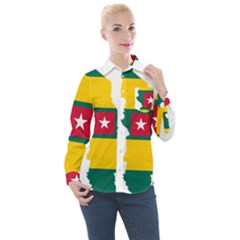 Togo Flag Map Geography Outline Women s Long Sleeve Pocket Shirt