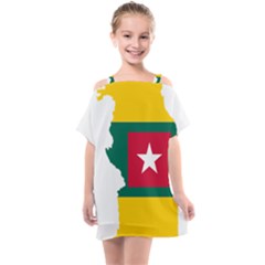 Togo Flag Map Geography Outline Kids  One Piece Chiffon Dress by Sapixe