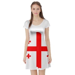 Borders Country Flag Geography Map Short Sleeve Skater Dress by Sapixe