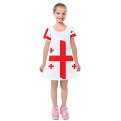 Borders Country Flag Geography Map Kids  Short Sleeve Velvet Dress by Sapixe