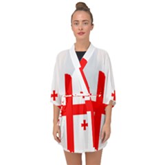 Borders Country Flag Geography Map Half Sleeve Chiffon Kimono by Sapixe