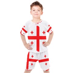 Borders Country Flag Geography Map Kids  Tee And Shorts Set by Sapixe