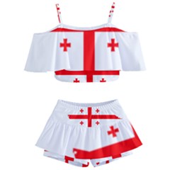 Borders Country Flag Geography Map Kids  Off Shoulder Skirt Bikini by Sapixe