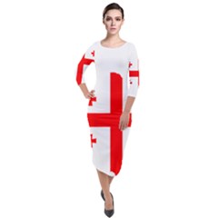 Borders Country Flag Geography Map Quarter Sleeve Midi Velour Bodycon Dress by Sapixe