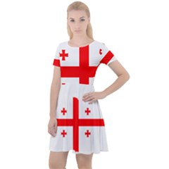 Borders Country Flag Geography Map Cap Sleeve Velour Dress  by Sapixe