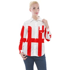 Borders Country Flag Geography Map Women s Long Sleeve Pocket Shirt