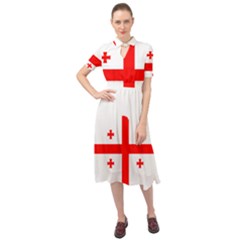 Borders Country Flag Geography Map Keyhole Neckline Chiffon Dress by Sapixe