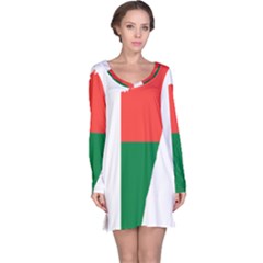 Madagascar Flag Map Geography Long Sleeve Nightdress by Sapixe