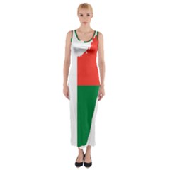 Madagascar Flag Map Geography Fitted Maxi Dress by Sapixe