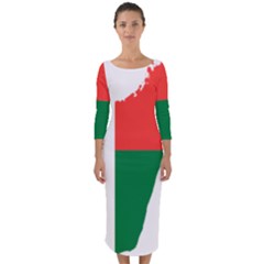 Madagascar Flag Map Geography Quarter Sleeve Midi Bodycon Dress by Sapixe