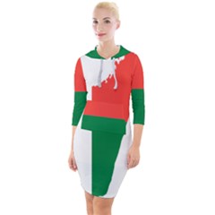 Madagascar Flag Map Geography Quarter Sleeve Hood Bodycon Dress by Sapixe