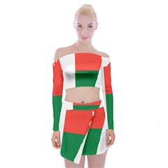 Madagascar Flag Map Geography Off Shoulder Top With Mini Skirt Set by Sapixe