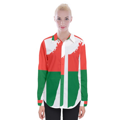 Madagascar Flag Map Geography Womens Long Sleeve Shirt by Sapixe