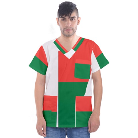 Madagascar Flag Map Geography Men s V-neck Scrub Top by Sapixe