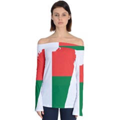 Madagascar Flag Map Geography Off Shoulder Long Sleeve Top by Sapixe