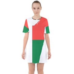 Madagascar Flag Map Geography Sixties Short Sleeve Mini Dress by Sapixe