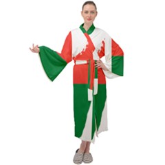 Madagascar Flag Map Geography Maxi Tie Front Velour Kimono