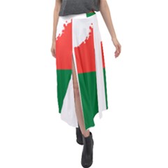 Madagascar Flag Map Geography Velour Split Maxi Skirt by Sapixe