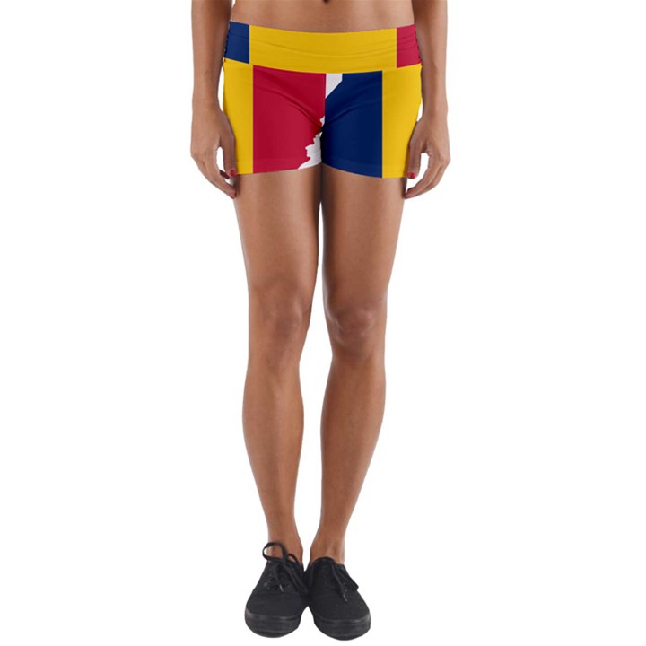 Chad Flag Map Geography Outline Yoga Shorts