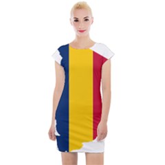 Chad Flag Map Geography Outline Cap Sleeve Bodycon Dress by Sapixe