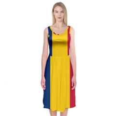 Chad Flag Map Geography Outline Midi Sleeveless Dress by Sapixe