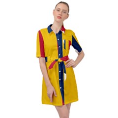 Chad Flag Map Geography Outline Belted Shirt Dress