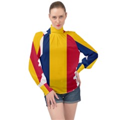 Chad Flag Map Geography Outline High Neck Long Sleeve Chiffon Top