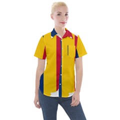 Chad Flag Map Geography Outline Women s Short Sleeve Pocket Shirt