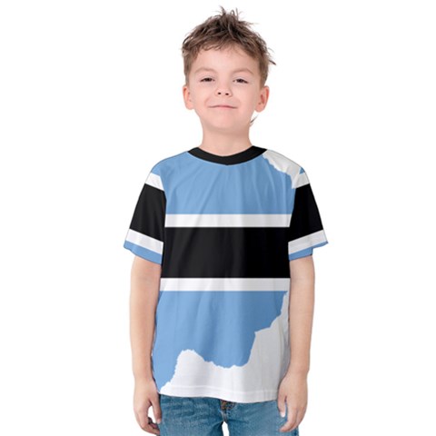 Botswana Flag Map Geography Kids  Cotton Tee by Sapixe