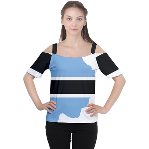 Botswana Flag Map Geography Cutout Shoulder Tee by Sapixe