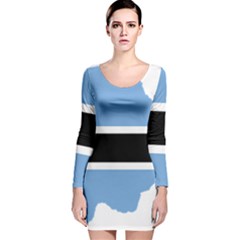 Botswana Flag Map Geography Long Sleeve Velvet Bodycon Dress by Sapixe