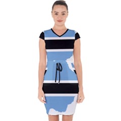 Botswana Flag Map Geography Capsleeve Drawstring Dress  by Sapixe